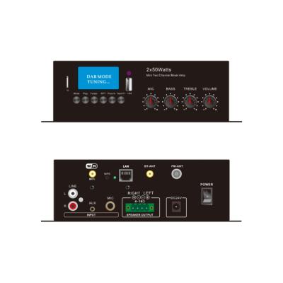 50W WI-FI Stereo Amp with USB/Bluetooth/FM, MIC & Aux input